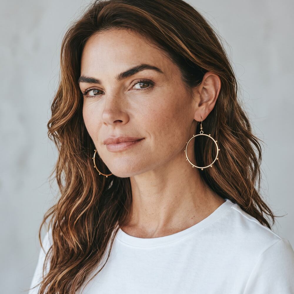 Plunder Large Gold Hoop Earrings Studded Oversized Statement Dangle Earrings